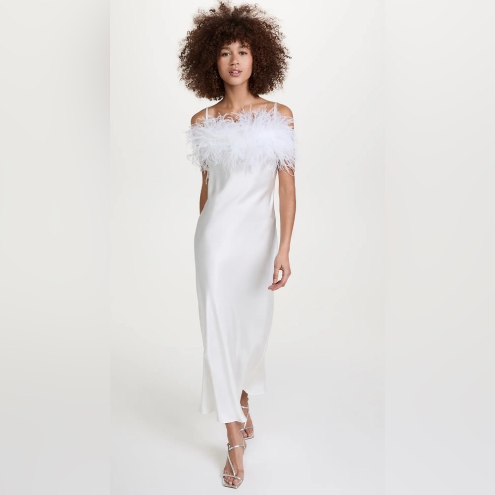 SLEEPER Boheme Slip Dress with Feathers NEW - Picture 3 of 16